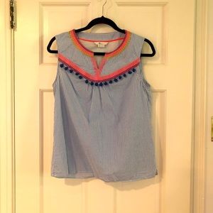 Boden summer top with pom poms size 8